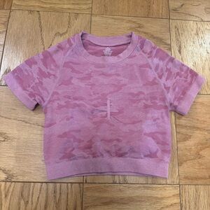 Pink Camo Gymshark Short Sleeve Workout Top
